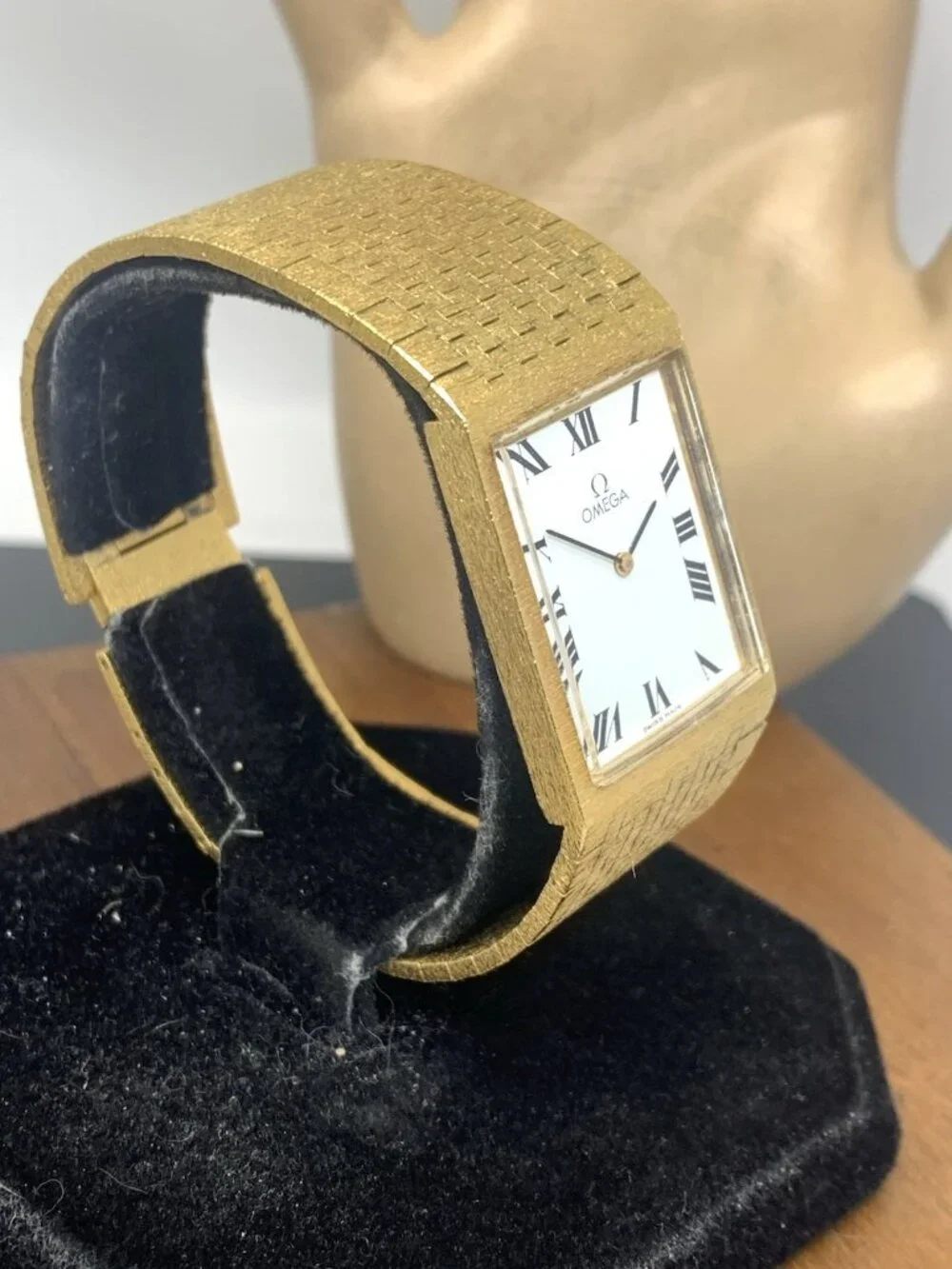 Omega Men's Watch DD6367 Vintage Swiss Manual White Dial Gold Plated Tank 24mm